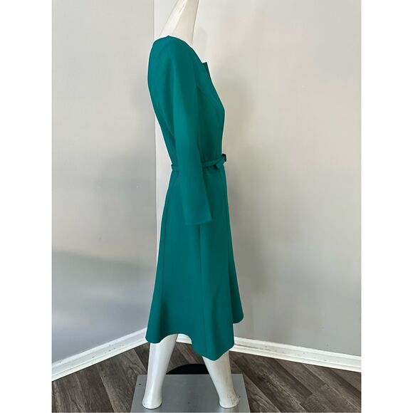 NWT WOMEN'S BELTED WOOL-BLEND KNEE-LENGTH DRESS IN JADE SZ 2 $2690 - Picture 11 of 13